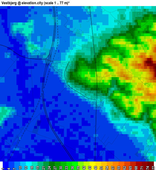 Vestbjerg elevation map