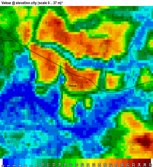 Veksø elevation map