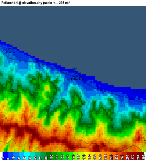 Pefkochóri elevation map