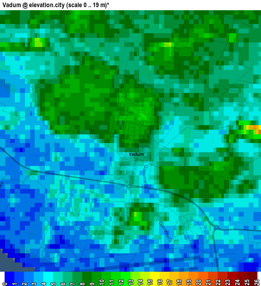 Vadum elevation map