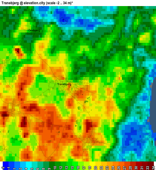 Tranebjerg elevation map