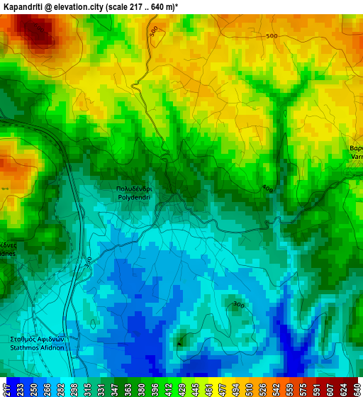 Kapandríti elevation map