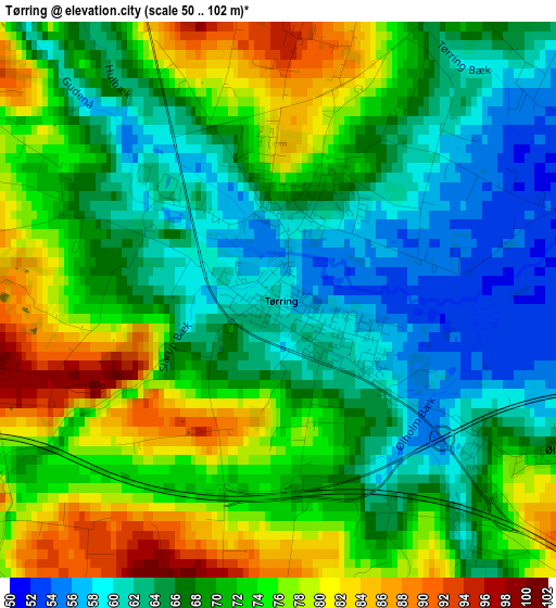 Tørring elevation map