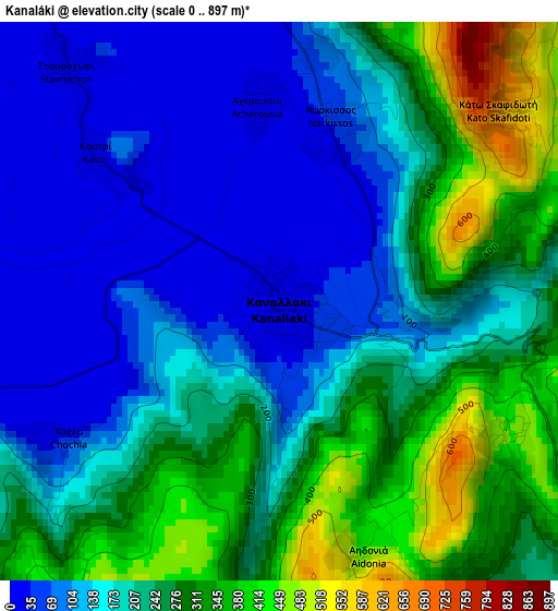 Kanaláki elevation map