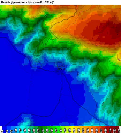 Kanália elevation map