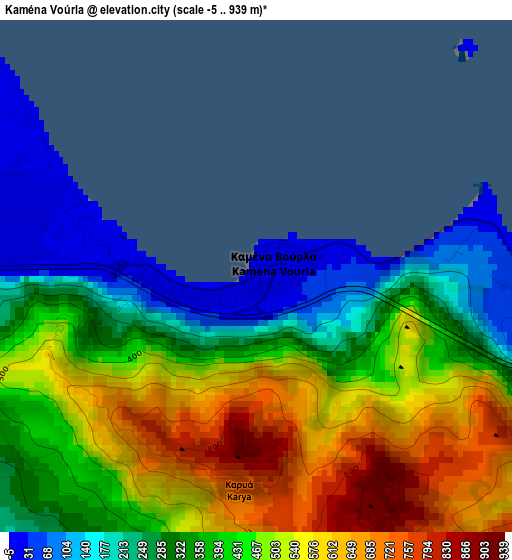 Kaména Voúrla elevation map