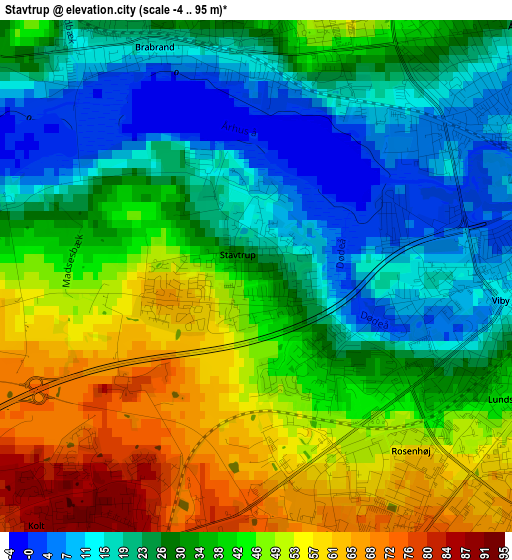 Stavtrup elevation map