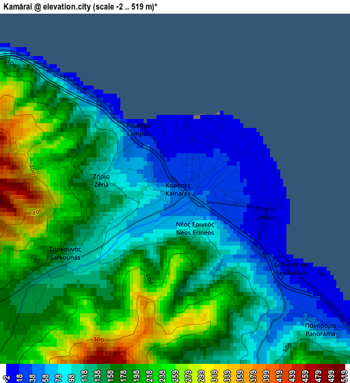 Kamárai elevation map