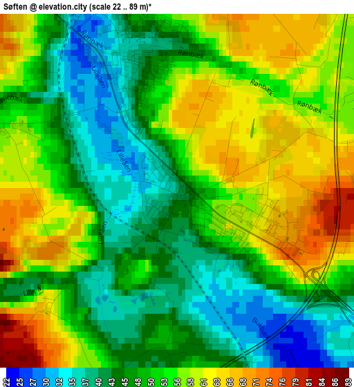 Søften elevation map