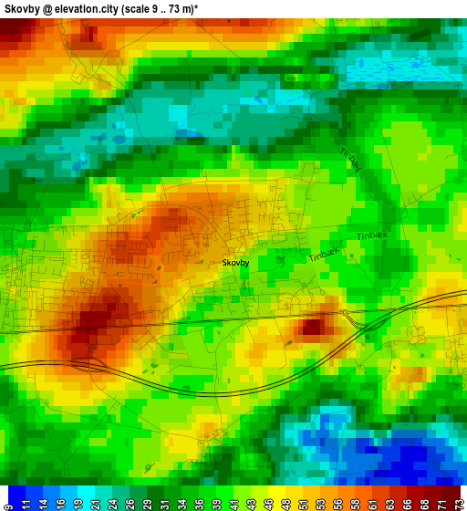 Skovby elevation map