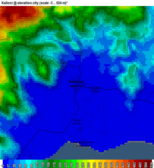 Kalloní elevation map