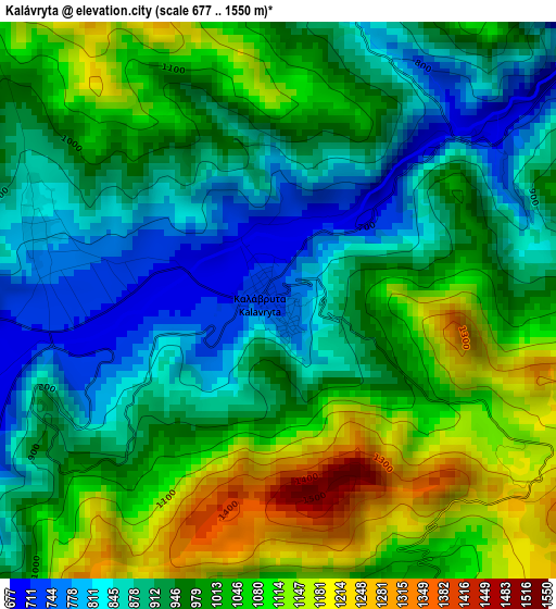 Kalávryta elevation map