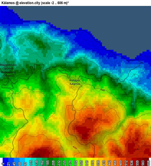 Kálamos elevation map