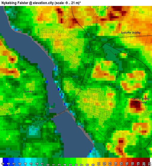 Nykøbing Falster elevation map