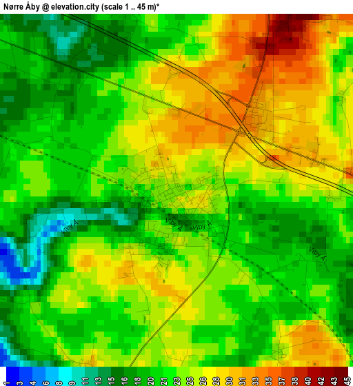 Nørre Åby elevation map