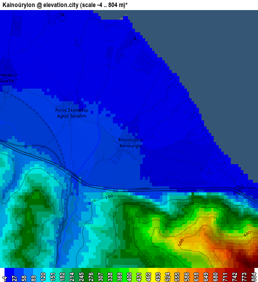 Kainoúryion elevation map