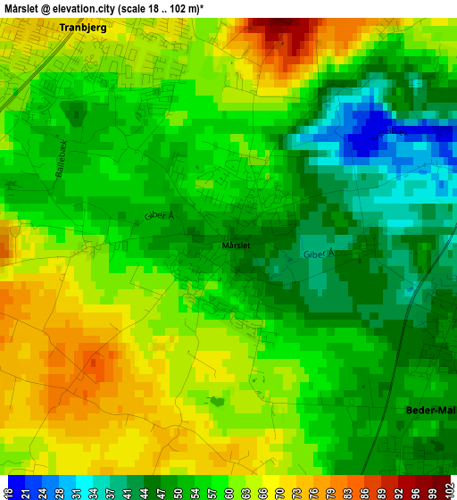 Mårslet elevation map