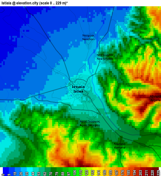 Istiaía elevation map