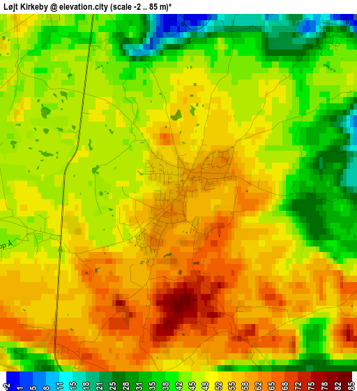 Løjt Kirkeby elevation map