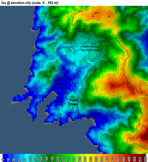 Íos elevation map