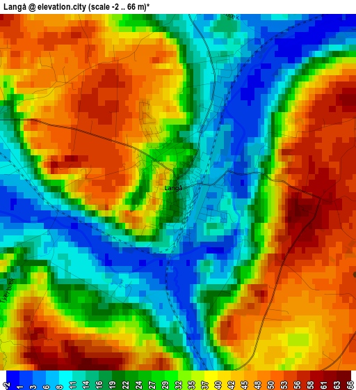 Langå elevation map