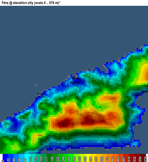 Ýdra elevation map