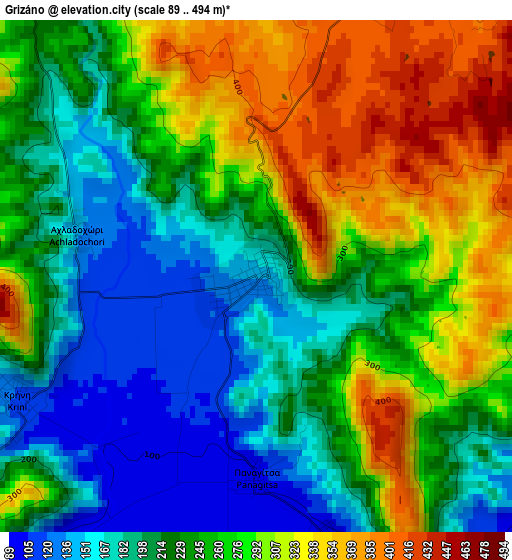 Grizáno elevation map