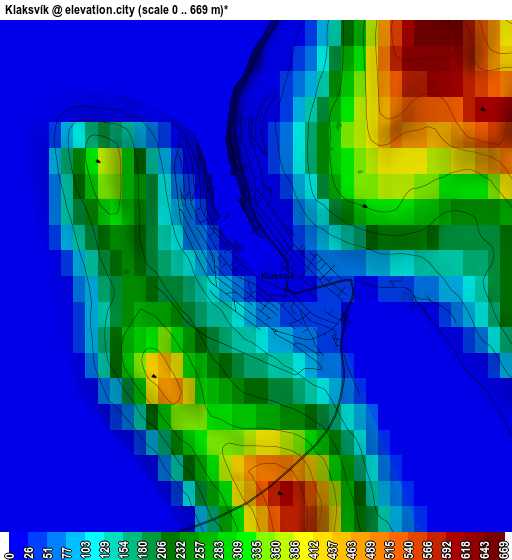 Klaksvík elevation map