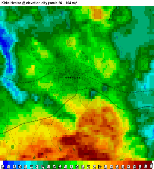 Kirke Hvalsø elevation map