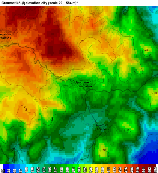 Grammatikó elevation map