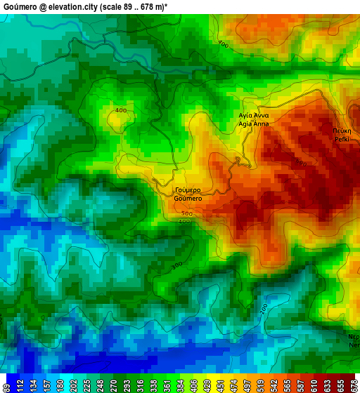 Goúmero elevation map