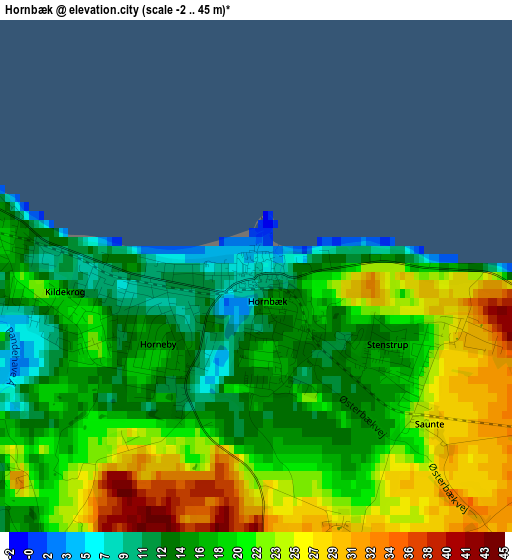 Hornbæk elevation map