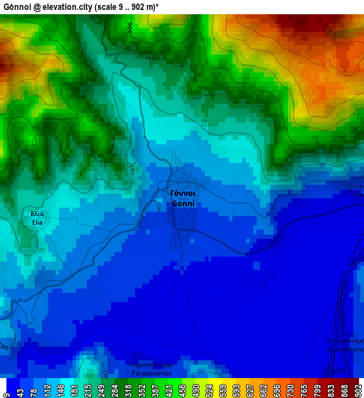 Gónnoi elevation map