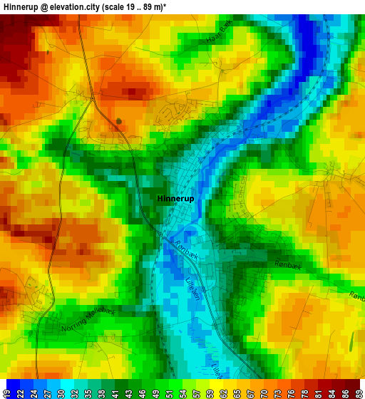 Hinnerup elevation map