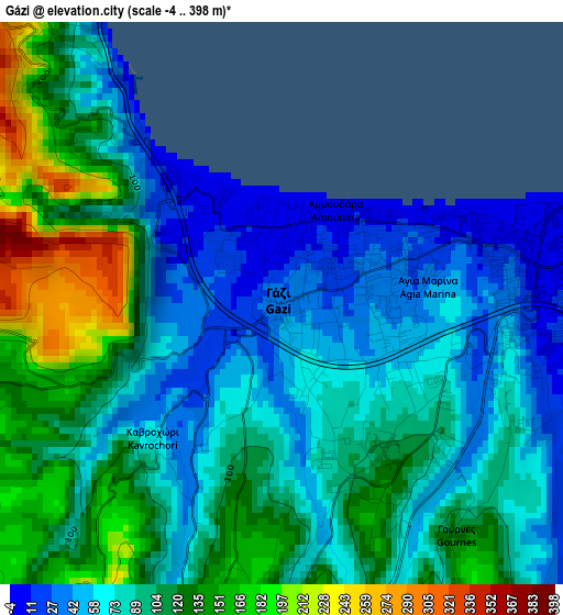 Gázi elevation map