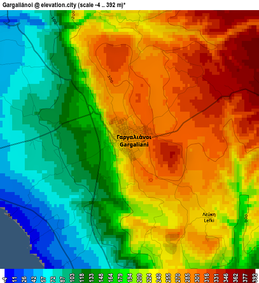 Gargaliánoi elevation map