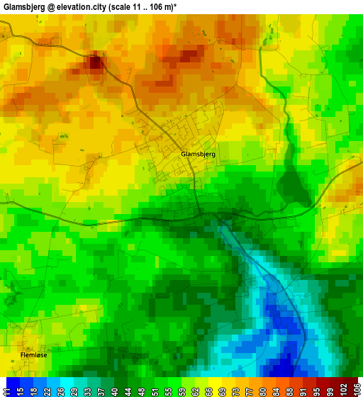 Glamsbjerg elevation map