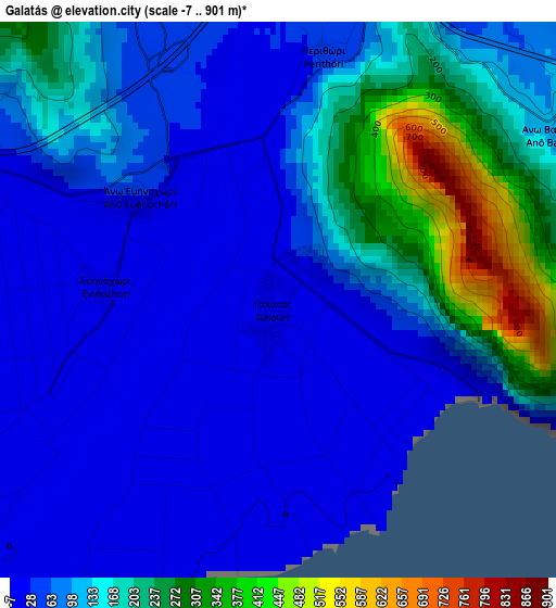 Galatás elevation map