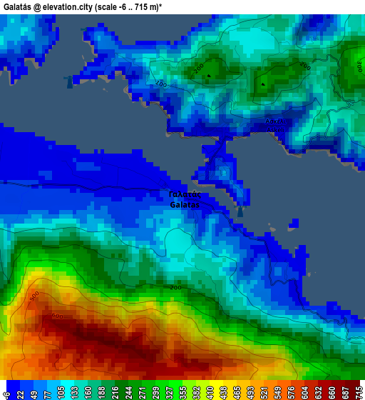 Galatás elevation map