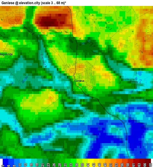 Ganløse elevation map