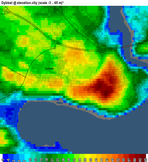 Dybbøl elevation map