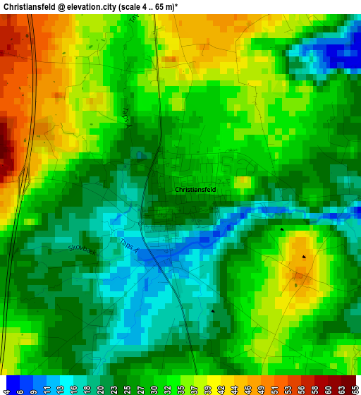 Christiansfeld elevation map