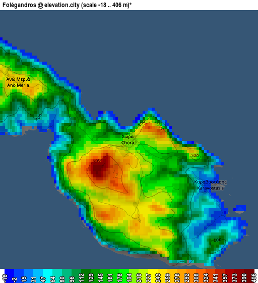 Folégandros elevation map