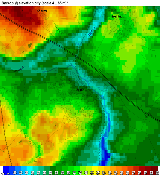 Børkop elevation map