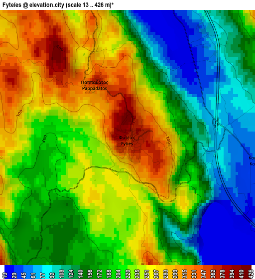 Fyteíes elevation map