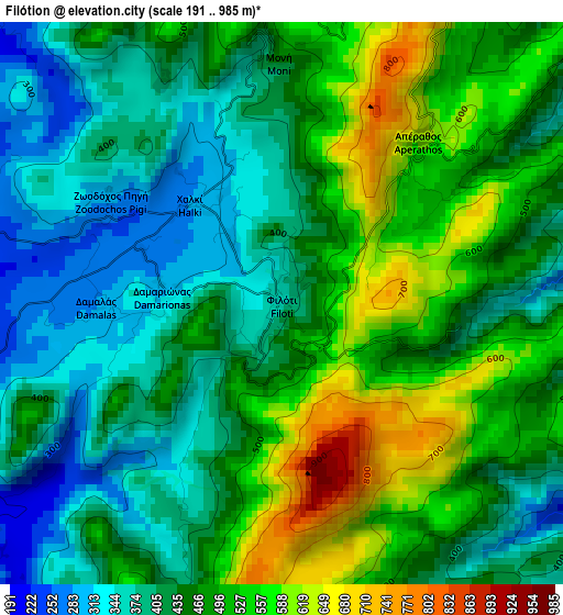 Filótion elevation map