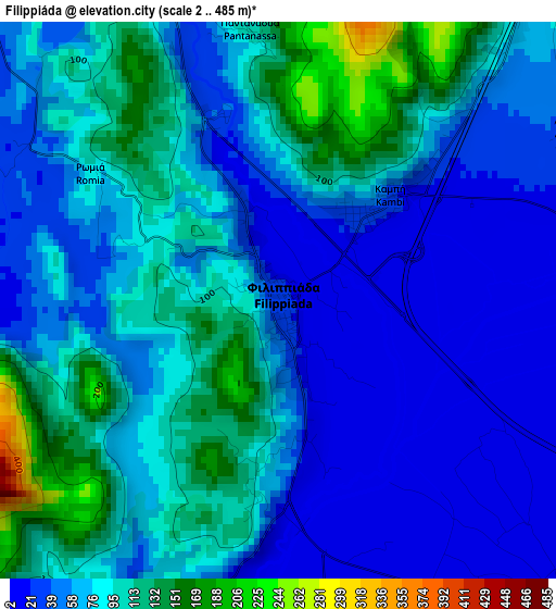 Filippiáda elevation map