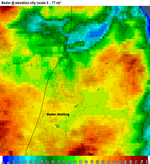 Beder elevation map