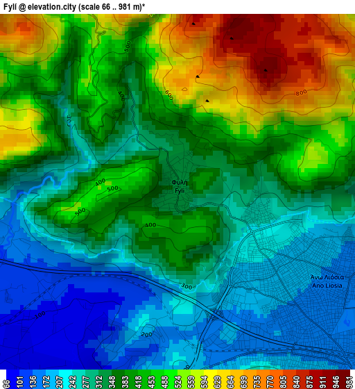 Fylí elevation map