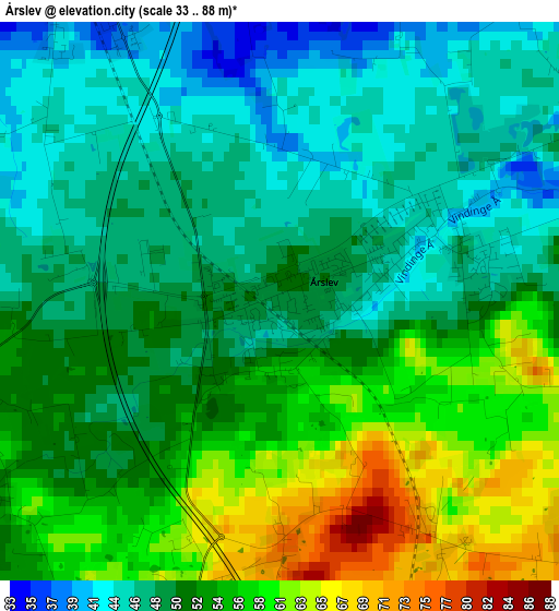 Årslev elevation map